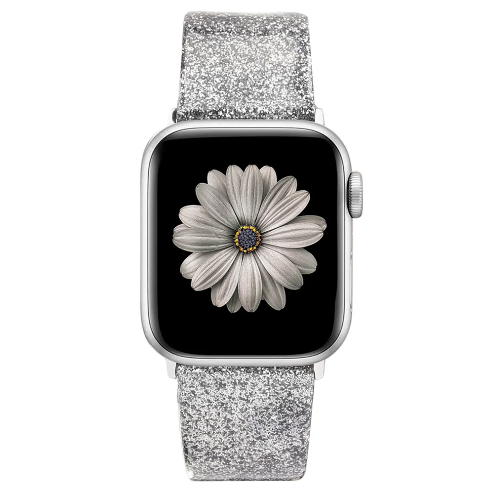 Кожаный ремешок для Apple Watch 38 мм 40 мм для женщин с блестящими бриллиантами 42 мм 44 мм настоящий Блестящий ремешок для iWatch серии 5 4 3 2 1