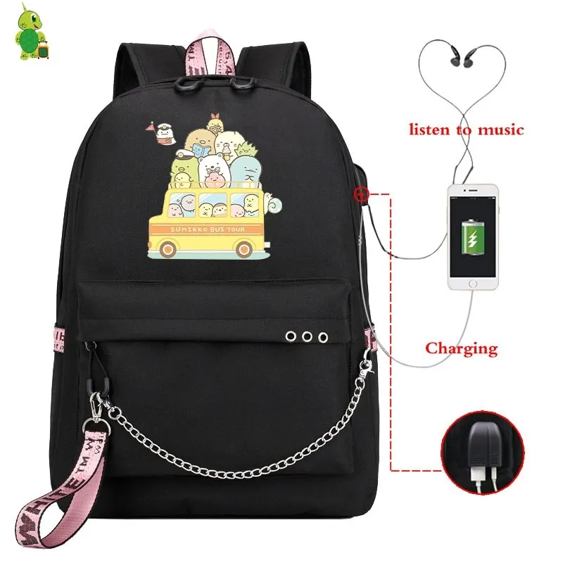 Mochila Sumikko, рюкзак, милые школьные сумки для девочек-подростков, Usb зарядка, рюкзак для ноутбука, женские рюкзаки, корейский рюкзак для путешествий - Цвет: 18