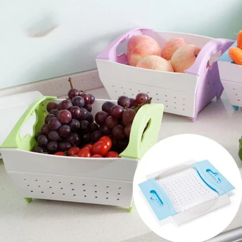 

Multifunction Folding Kitchen Fruit And Vegetable Cleaning Basket Hollow Drain Filter Storage Basket