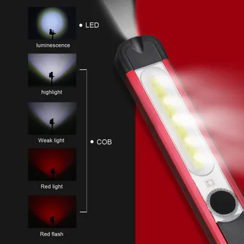 

COB LED Mini Pen Light Magnet USB Rechargeable Work Torch Flashlight Lamp household lighting accessories for home lamp фонарь