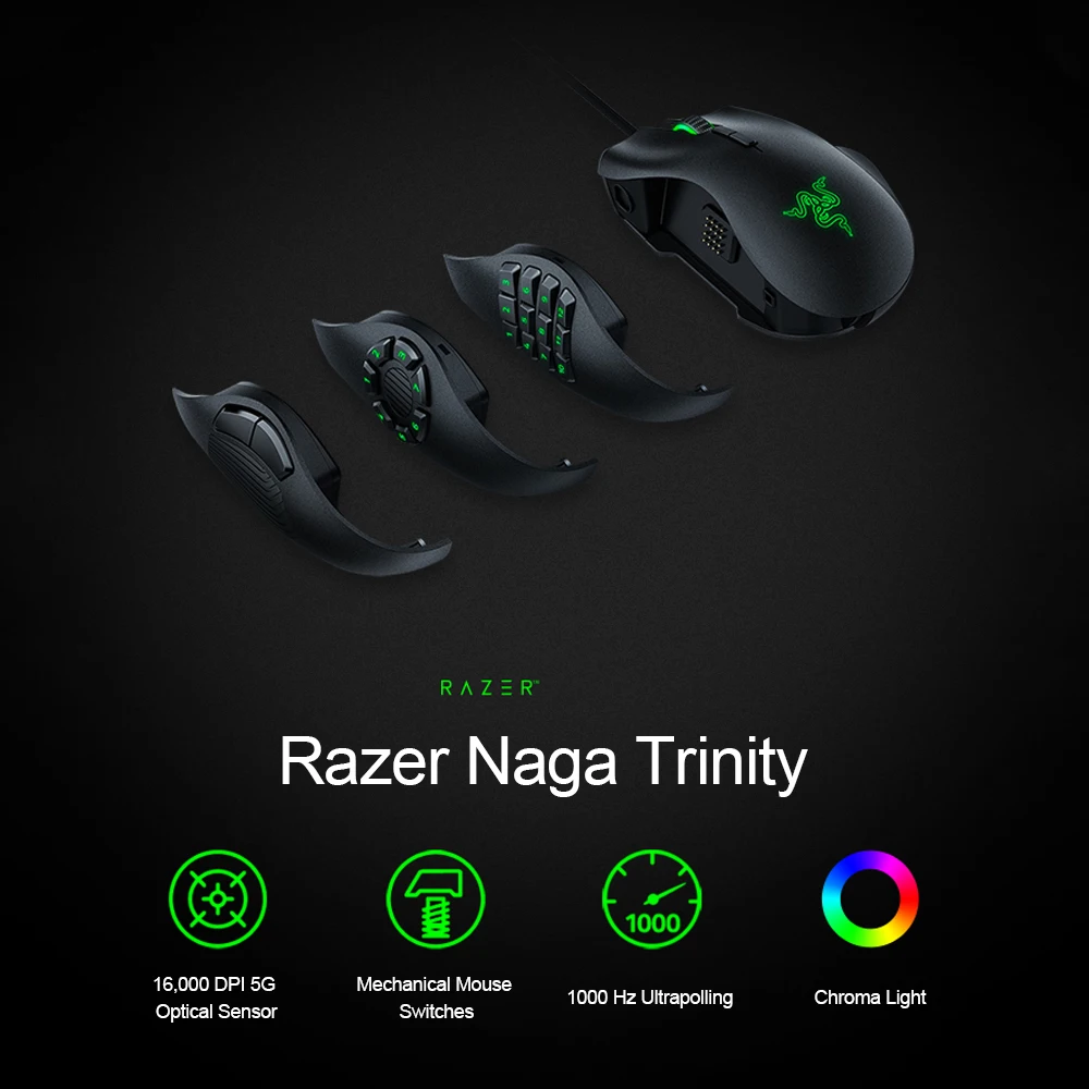 Игровые Мыши razer Naga программируемая Проводная троица 16000 dpi RGB оптическая игровая мышь