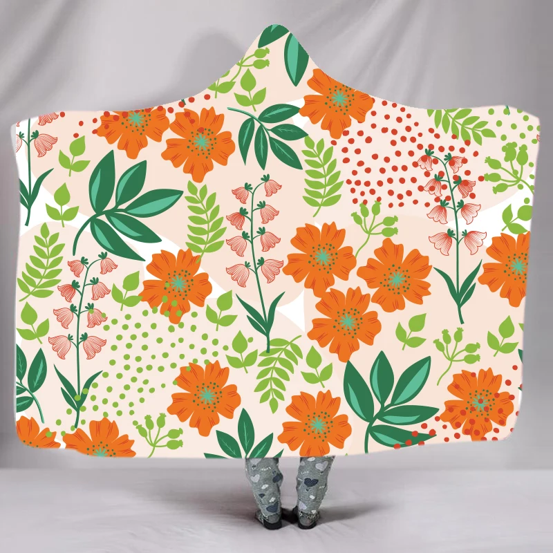 

Hooded Blanket Watercolor Style Sunflowers Pattern with Faded Blossoms Botany Bouquet Warm Microfiber Hooded Blanket