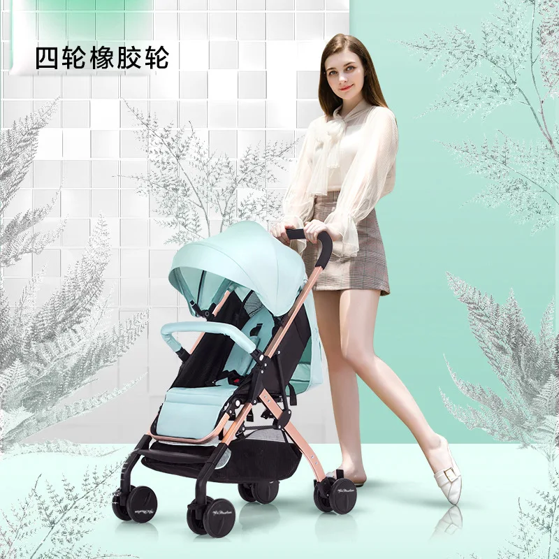 

Gold Tube Rubber Wheel High Landscape Stroller Can Sit Reclining Folding Ultra Light Baby Newborn Children