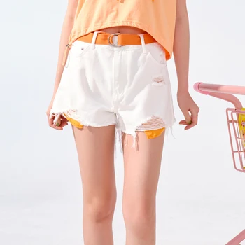 

IEF Summer Women High Waist Shorts Fashion Patchwork Slim Fit with Belt Casual Female Shorts 1325A-D8585-