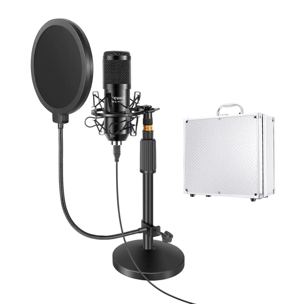Arm Stand and Shock Mount for Karaoke/YouTube/Gaming Record/Podcasts/Singing etc Neewer USB Microphone Kit 192KHz/24Bit Plug&Play Cardioid Condenser Mic Foam Cap White with Monitor Headphones 