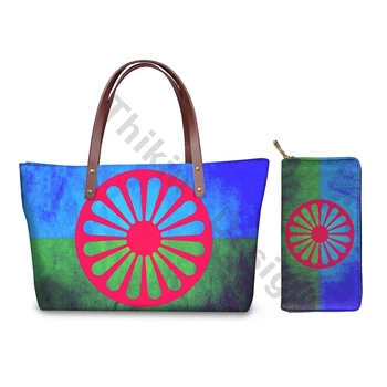 

Women Shoulder Bags Romani People Flag Print Female Handbags Wallet Set Fashion Casual Beachbag Tote Bag Sac Bandouliere Femme