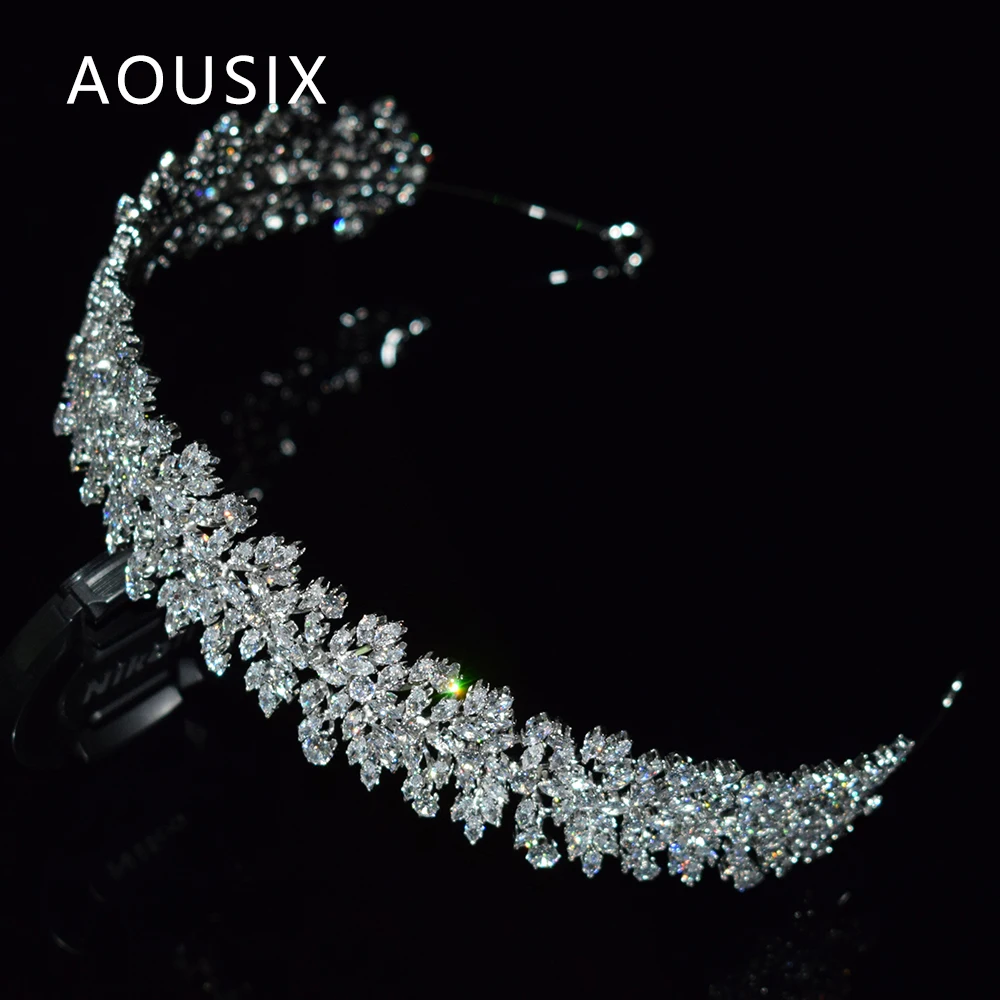 Luxury Cubic Zirconia Headbands Silver Color Bridal Crowns Elegant Headwear Prom Hair Wear Wedding Accessories Party Jewelr | Украшения и
