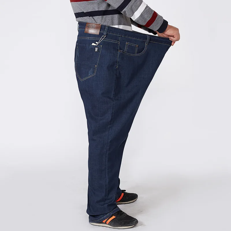 

Autumn And Winter Jeans Men's Dark Blue Solid Color Loose Straight zhong lao nian kuan Plus-sized No. Cowboy Long Pants