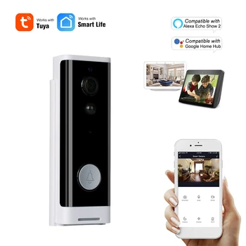 

1080P WiFi Smart Security DoorBell Visual Intercom Video Door Phone TuyaSmart APP Remote Compatible with Alexa Google Home