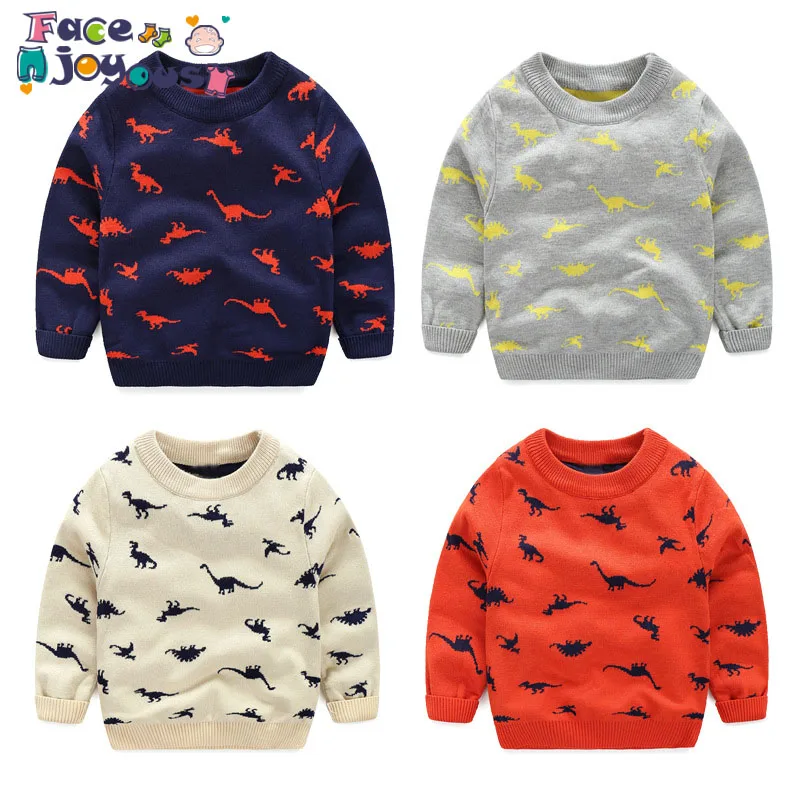 

Children Autumn Winter Knitted Kids Toddler Sweater Casual Cartoon Dinosaur Pattern Printing Warm Cotton Boys Sweaters Pullovers