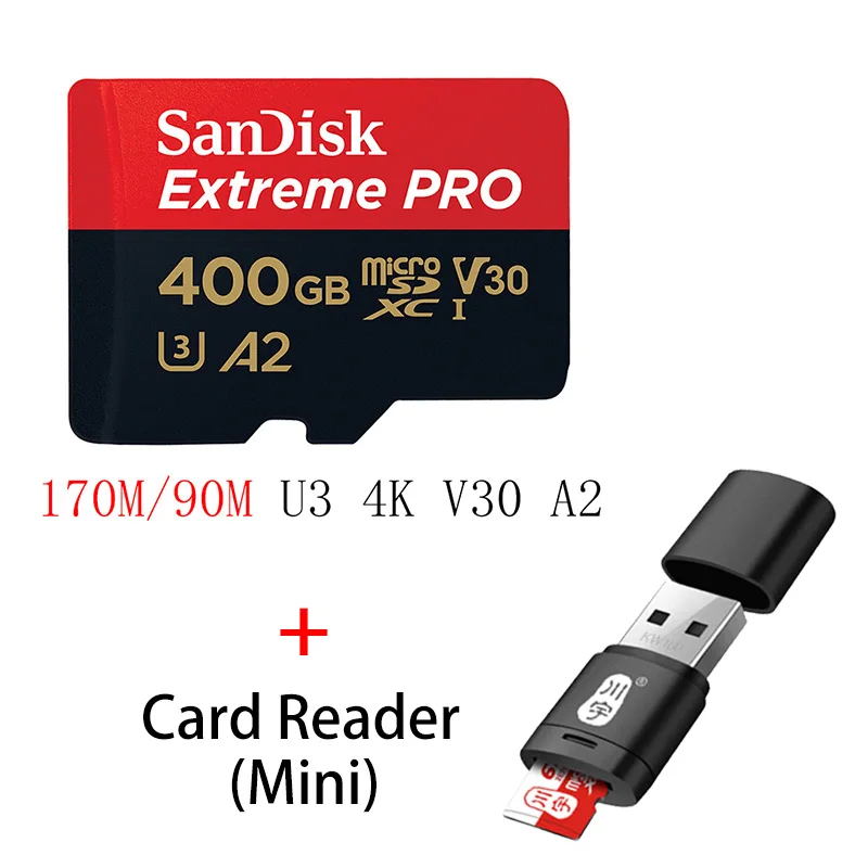 SQXCZ-400G-C286 SanDisk Extreme Pro Micro SD карта 128 ГБ 32 ГБ 64 Гб 256 Гб 400 Гб U3 4K карта памяти 32 64 128 ГБ Флэш-карта SD/TF MicroSD для телефона - Емкость: SQXCZ-400G-C286