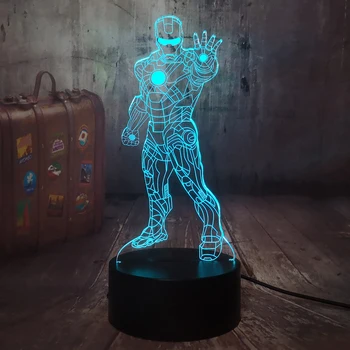 

The Avengers Iron Man 3D RGB LED Night Light Multicolor 7 Color Change Desk Lamp Remote Novelty Kids Birthday toys Bedroom Decor