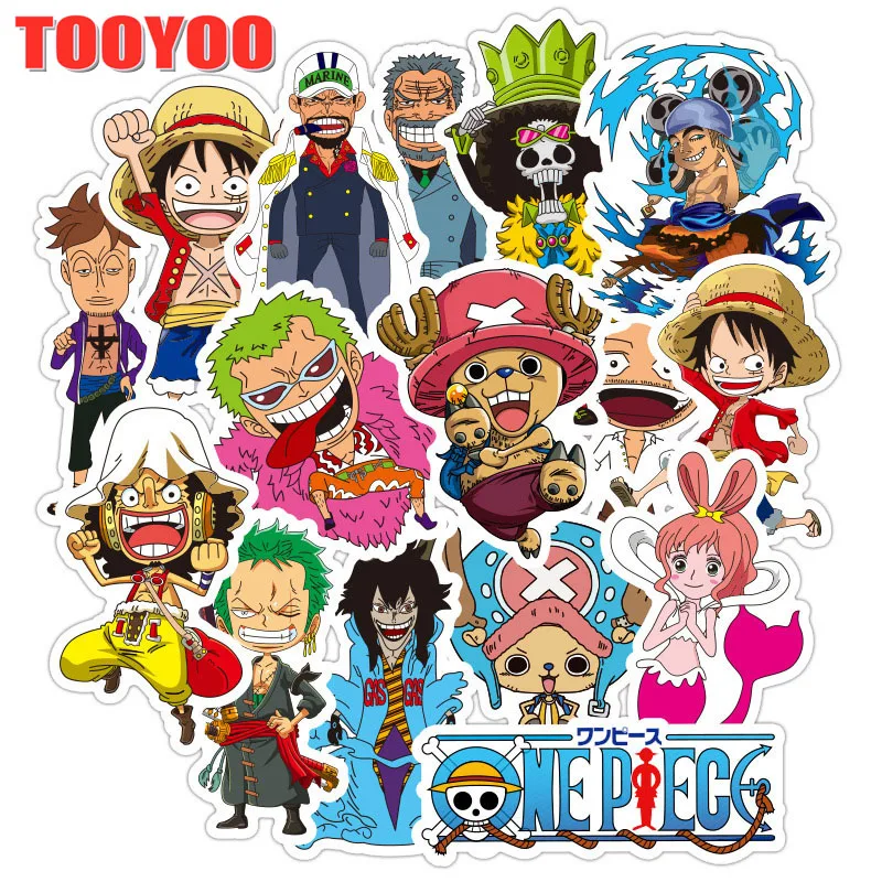 48Pcs/Set ONE PIECE Luffy Anime Cartoon Waterproof Stickers For Car Skateboard Laptop Snowboard Luggage Diy Toy