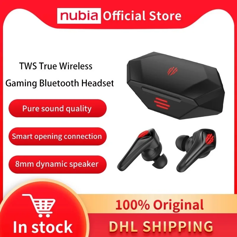 Original Nubia RedMagic TWS Gaming Earphones 5S 5G Wireless Bluetooth Redmagic Cyberpods 4-16 hours battery life | Электроника