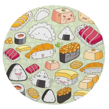 

Super Soft Plush Flannel Blanket Sushi Food Japanese Culture Blankets Round Throw Blanket for Beds