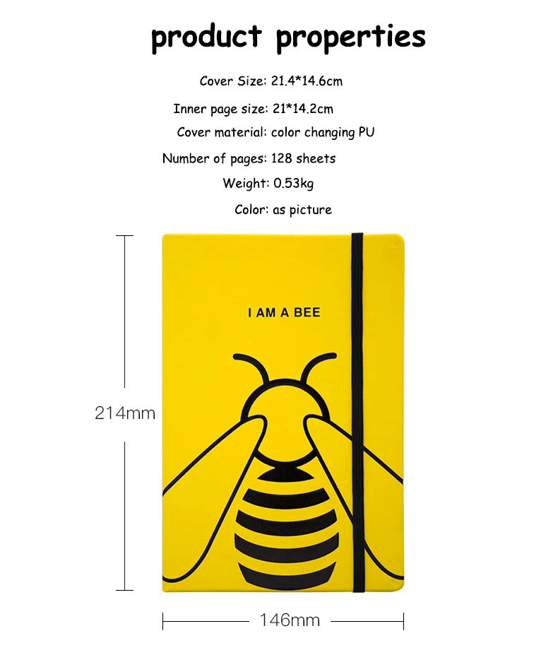 А5 ремень тетрадь искусственная кожа Обложка Kawaii пчела пуля журнал планировщик Органайзер записная книжка школьные канцелярские принадлежности