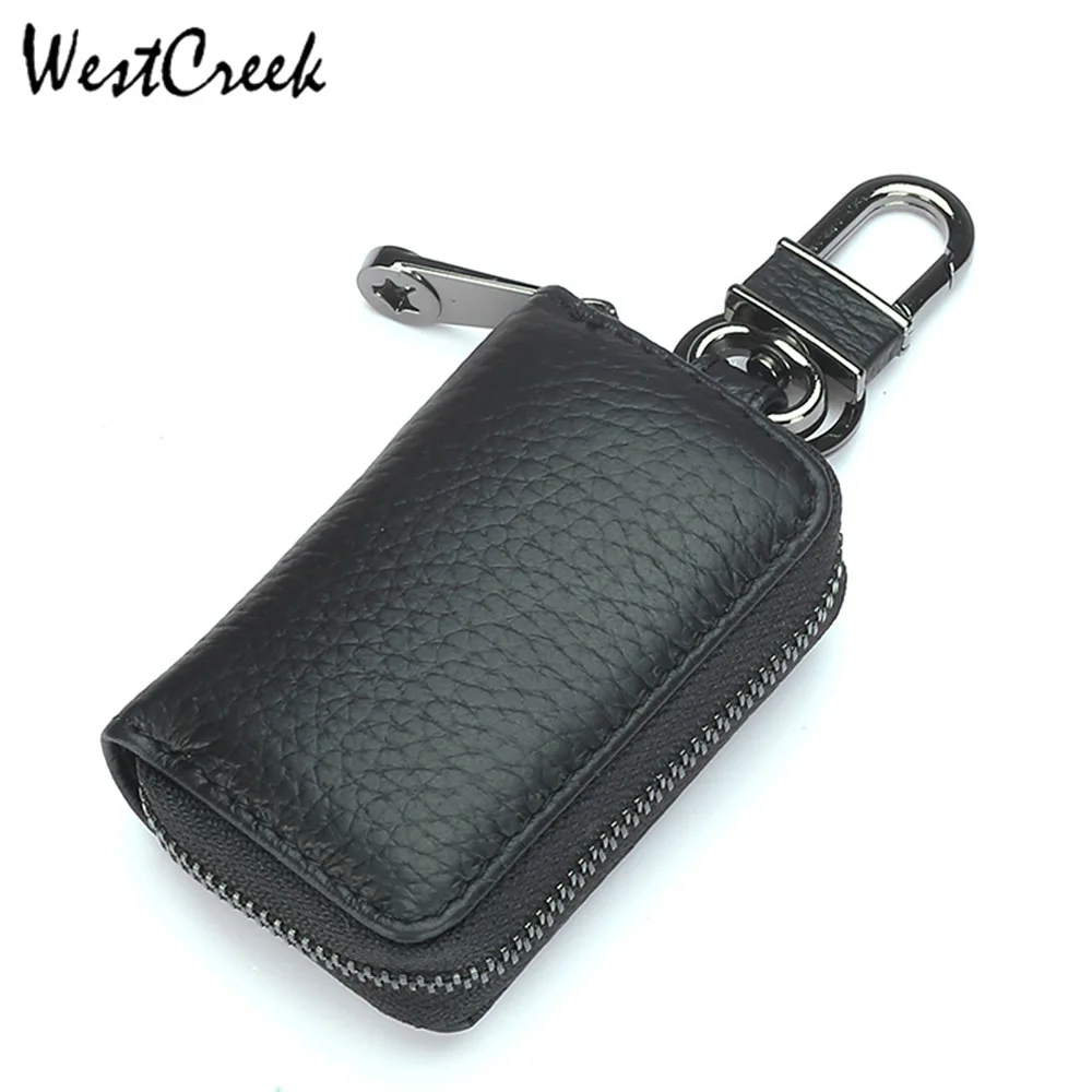 WESTCREEK из брендовой натуральной кожи для автомобильных ключей металлическая молния Органайзер брелок ключница автомобили для ключей брелок