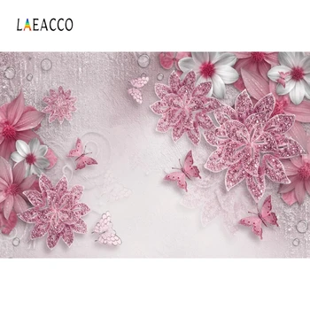 

Laeacco White Wall Fabric Flowers Butterfly Photography Backdrops Baby Shower Portrait Photo Backgrounds Newborn Child Photocall