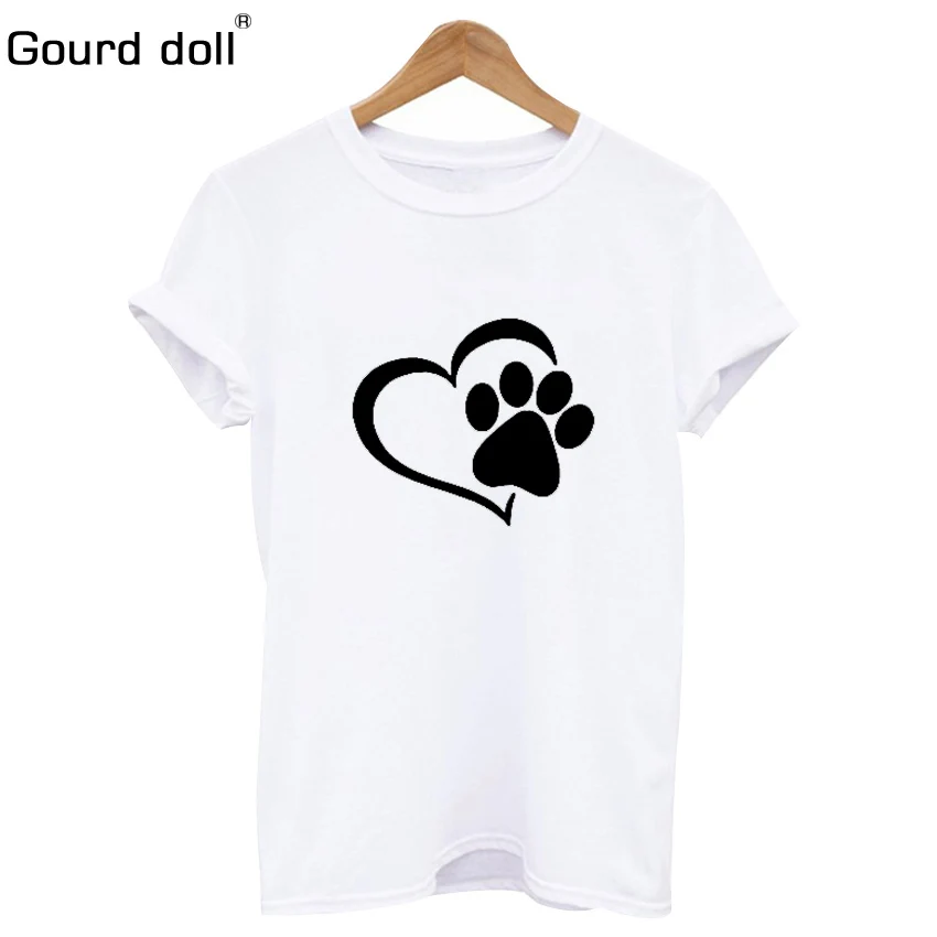 GX White black Новая модная женская футболка с принтом в виде собачьей лапы, лето, Harajuku, круглый вырез, короткий рукав, Забавные футболки, эстетичная Повседневная футболка - Цвет: GX White black