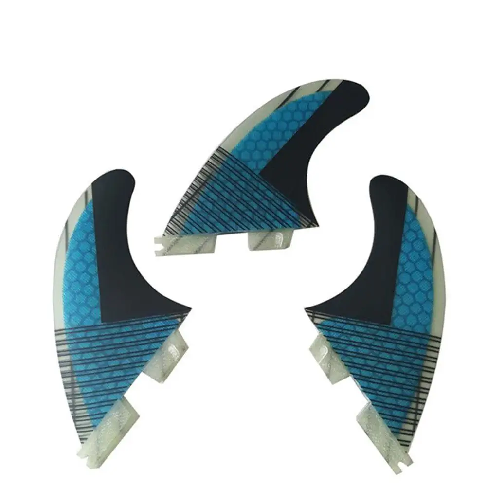 blue HobbyLane плавник для серфинга FCS/плавники Киль 3 шт. высокое качество FCS-G5 соты стекловолокна хвост серфинга двигатели Руль желтый синий - Цвет: blue