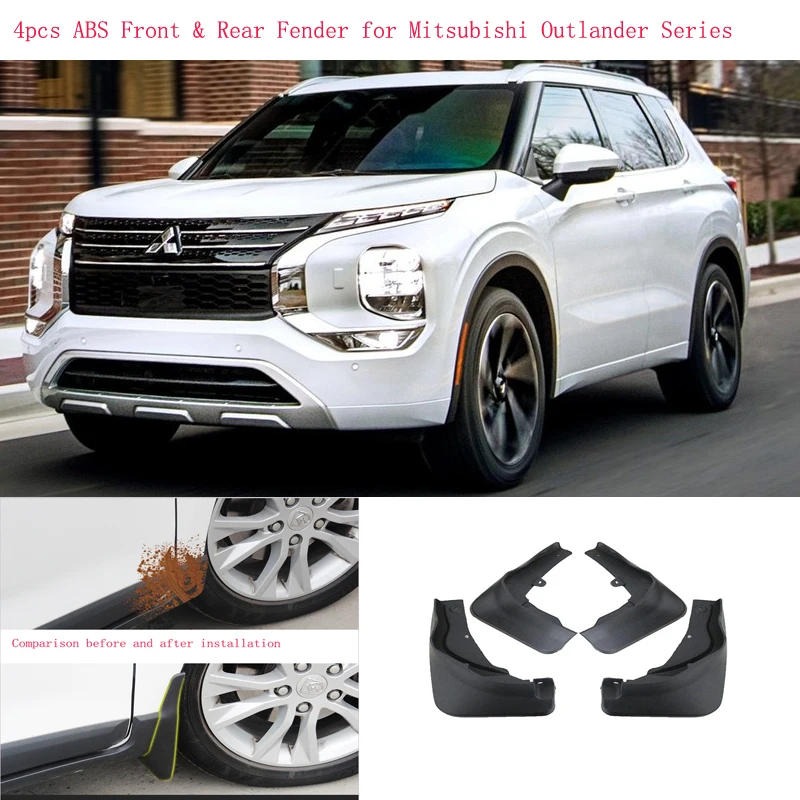 

4 шт. ABS передний и задний крыло для Mitsubishi Outlander серии автомобиля Брызговики, защита от грязи, брызговики, аксессуары
