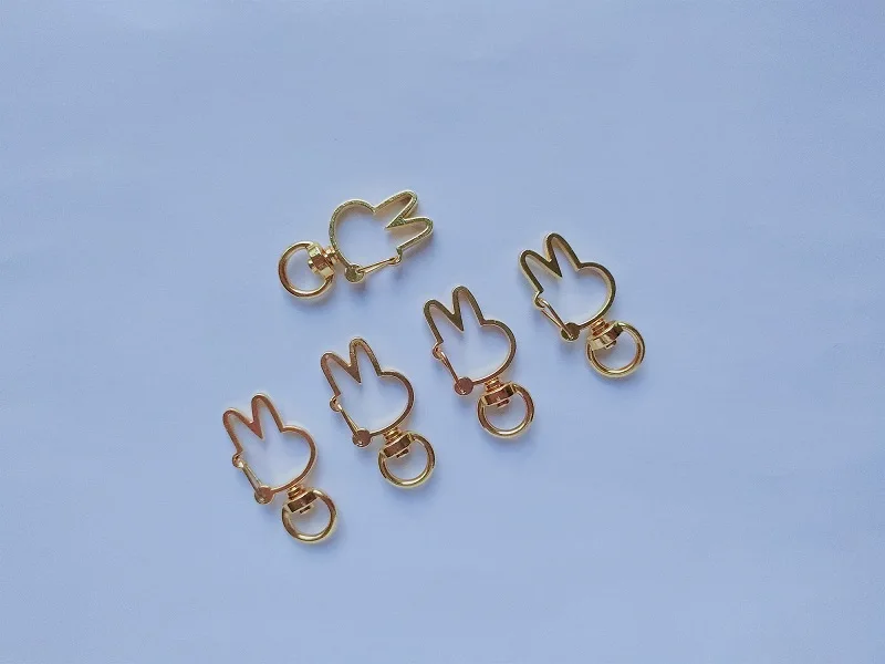 gold rabbit 5 шт./лот, брелок в форме дельфина, кристальная рама, подвеска на металлическом каркасе, шарм, ободок, установка кабошона, установка, УФ смола, изготовление ювелирных изделий - Цвет: gold rabbit