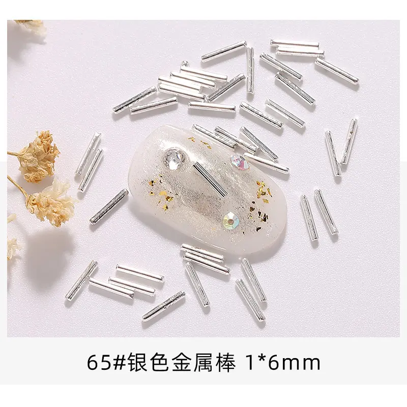 500pcs/lot Geometric Gold Feather Arrow Leaves Rivets Studs Metal Manicure Nail Art Accessories DIY Nail Decoration Charms 35-89 - Color: 65