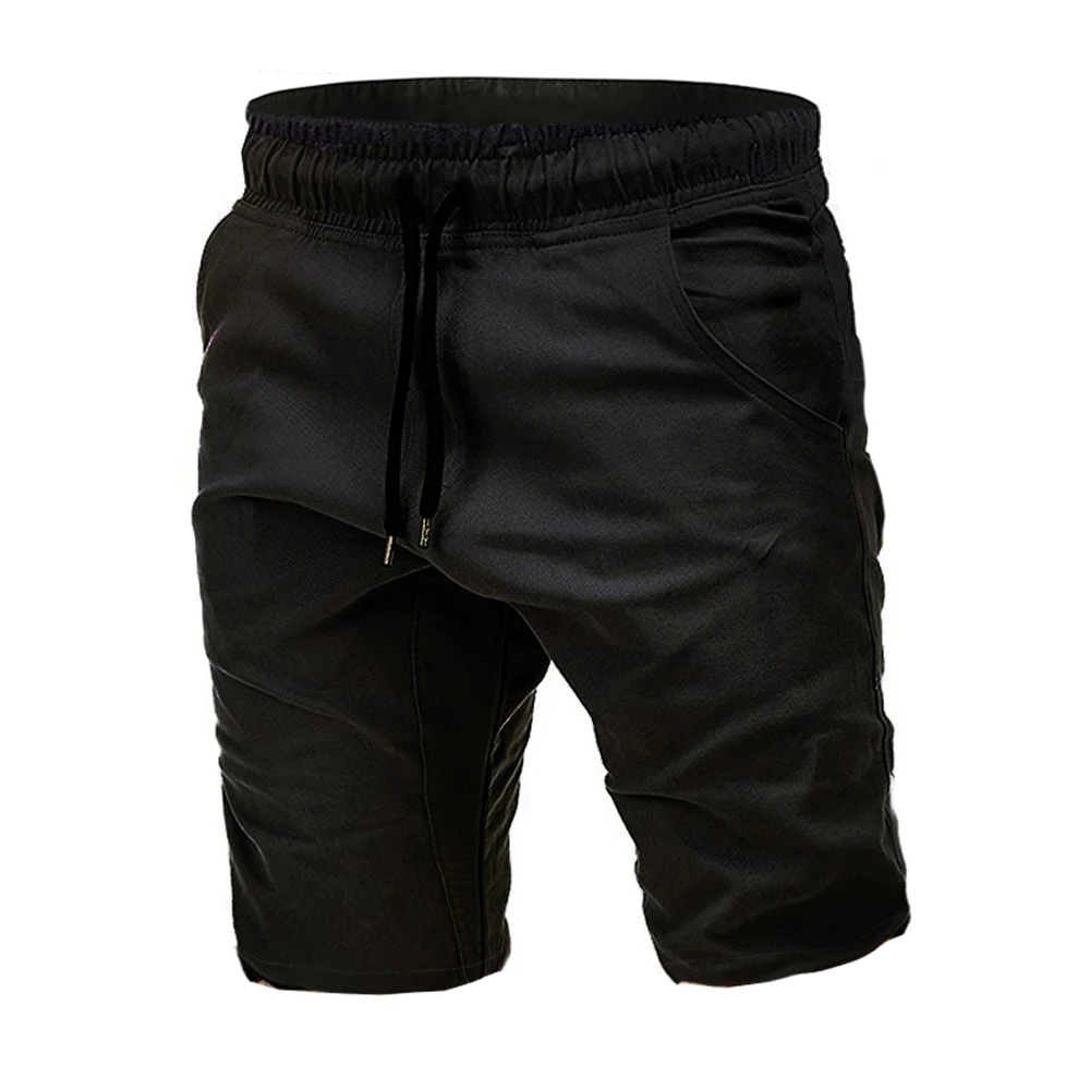 

2020 New Summer Men Shorts Hot Sale Fashion Loose Mid Elastic Waist Solid Pocket Sportswear Daily Drawstring Short Pants