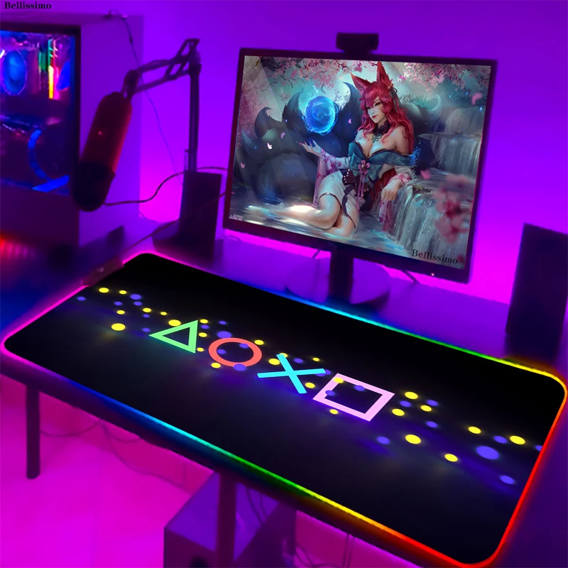 Rgb Mouse Pad Gaming Keyboard Playstation Ps4 Mausepad Xl Carpet