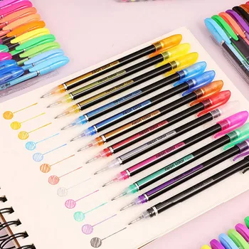

12 Colors Glitter Gel Pen Set Portable Color Gel Pens Office School Drawing Pen Stationery Art Supplies