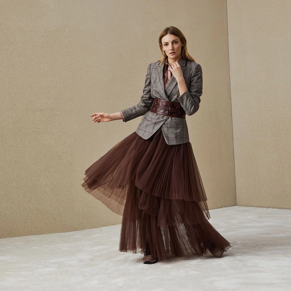 largas de tul para mujer, faldas elegantes a capas de talla grande, a moda, para eventos formales, tutú con volantes, 2022|Faldas| - AliExpress