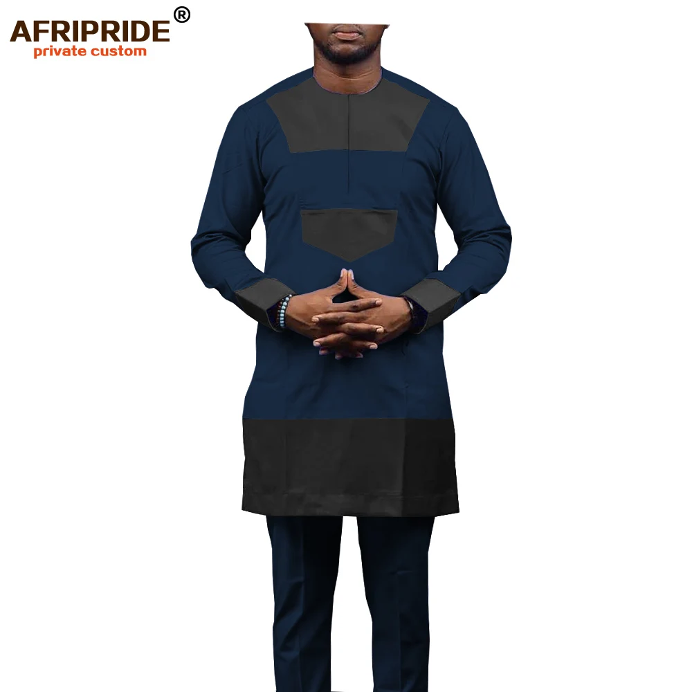 Африканский мужской костюм с рубашкой, традиционный комплект одежды, племенная верхняя одежда, повседневная одежда из 2 предметов, Дашики, Анкара, комплект A1916027 - Цвет: 14-12