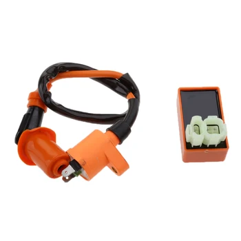 

Racing CDI Box 6 Pin + Ignition Coil +Spark Plug for GY6 50-150cc Scooter