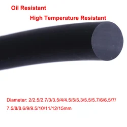 1/5 Meter Fluorine Rubber Solid Strip O-Ring Bar Seal Diameter 2/2.5/2.7/3/3.5/4/4.5/5/5.3/5.5/5.7/6/6.5/7-15mm Not Foaming Blac