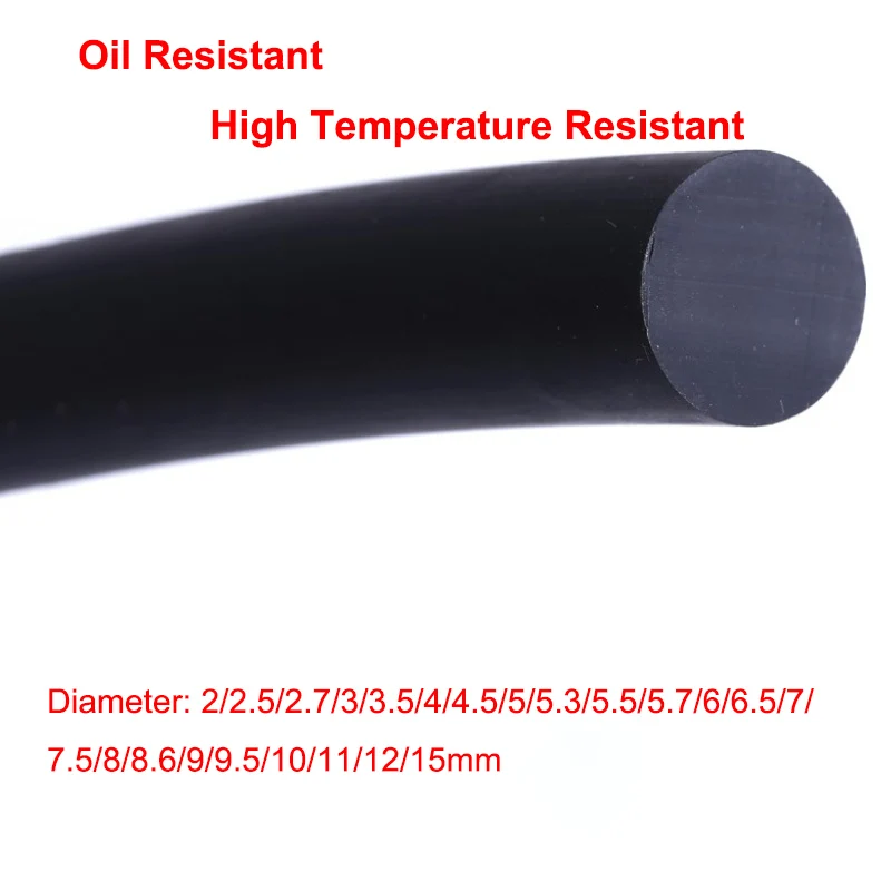 1 Meter Fluorine Rubber Solid Strip O-Ring Bar Seal Dia 2/2.5/2.7/3/3.5/4/4.5/5/5.3/5.5/5.7/6/6.5/7-15mm Not Foaming Black | Обустройство