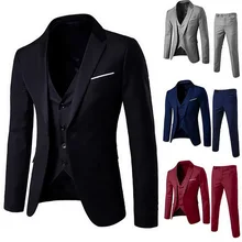 2021 novos homens 3 peças clássico blazers conjuntos de terno masculino negócios blazer + colete + calças ternos conjuntos de vestidos de festa de casamento