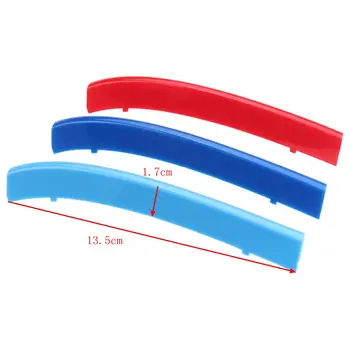 

Hot 3pcs Car Front Grill Sport Stripes Motorsport Power Stickers for BMW E39 1999-2004 Grille Trim Fasten Tri-Color Strips Cover