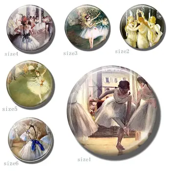 

Ballerinas Art 30MM Fridge Magnet Dance Glass Dome Refrigerator Sticker Degas Ballet Note Holder Ballet Teacher's Home Gift