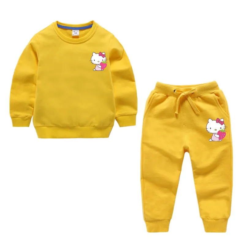 Sweatshirt and Pant Комплекты одежды для девочек «hello kitty» Спортивный Костюм хлопковый свитер+ штаны, 2 предмета, осенняя одежда для малышей комплект одежды для детей - Цвет: Sweatshirt and Pant