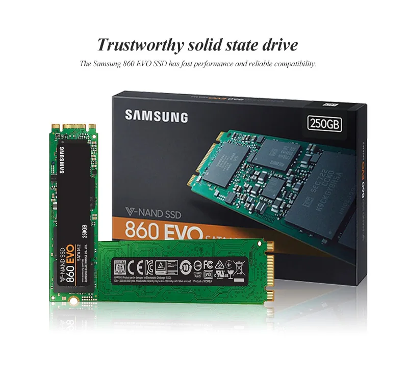 Samsung SSD 860 EVO 1 ТБ 500 Гб 250 M.2 SATA SSD Внутренний твердотельный накопитель, высокая производительность Твердотельный накопитель(SSD жесткий диск для ПК