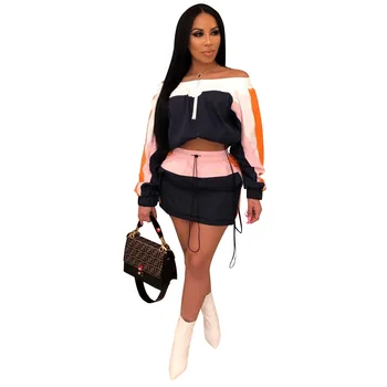 

women's wear north American style fashion sexy suit skirt Sportwear long sleeve one shoulder Tracksuits moda feminina