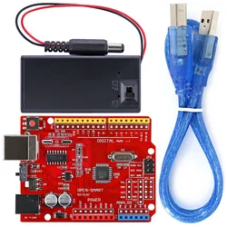 Placa SMD ATmega328P ATmega328PB portátil, con Cable USB y caja de batería de 9V, Compatible con Arduino, OPEN SMART