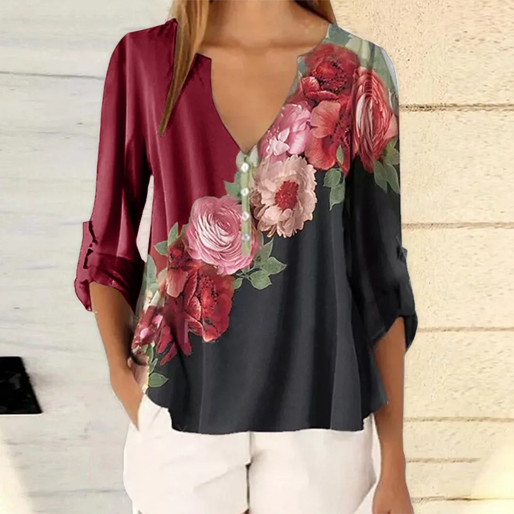 

Muyogrt Summer Floral Print Women Blouse 5XL Plus Size Blouses Half Sleeve Beach Shirt Office Work Shirts Blusas Feminina Top