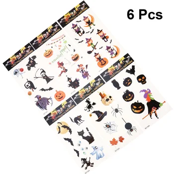 

6 Sheets Tattoo Pastes Halloween Stickers Cartoon Tattoo Stickers Party Favors for Kids Children