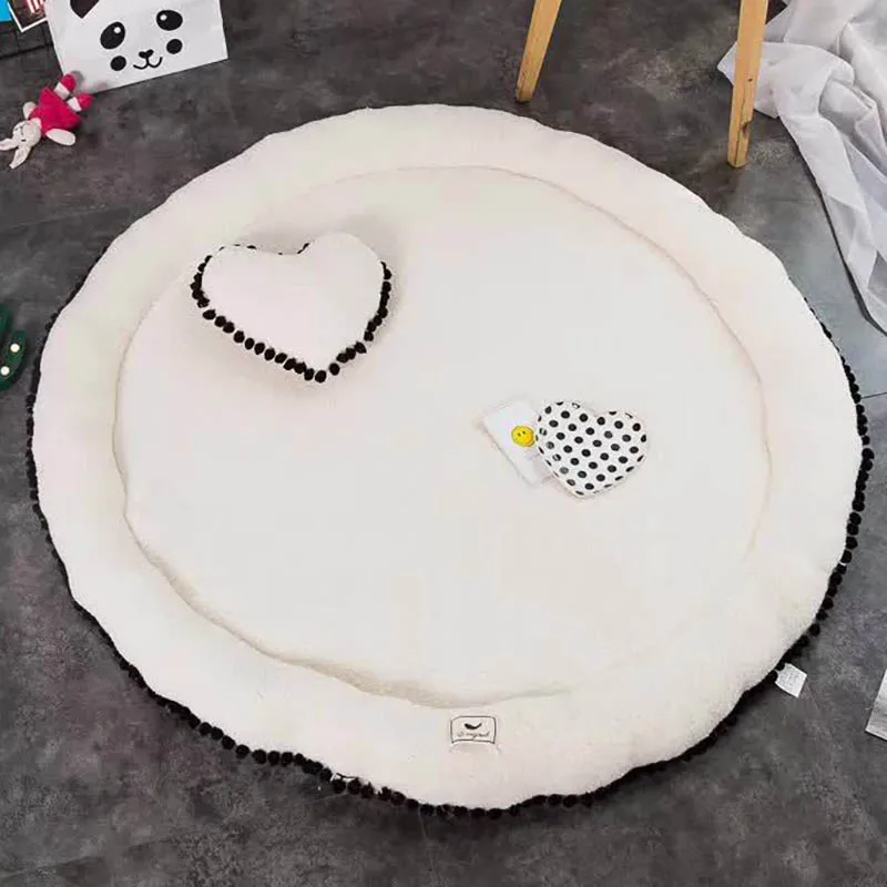 Детский коврик для ползания развивающий игровой ковер круглой формы хлопок подушка уплотненный ковер мультфильм Печать Многофункциональный BXX026