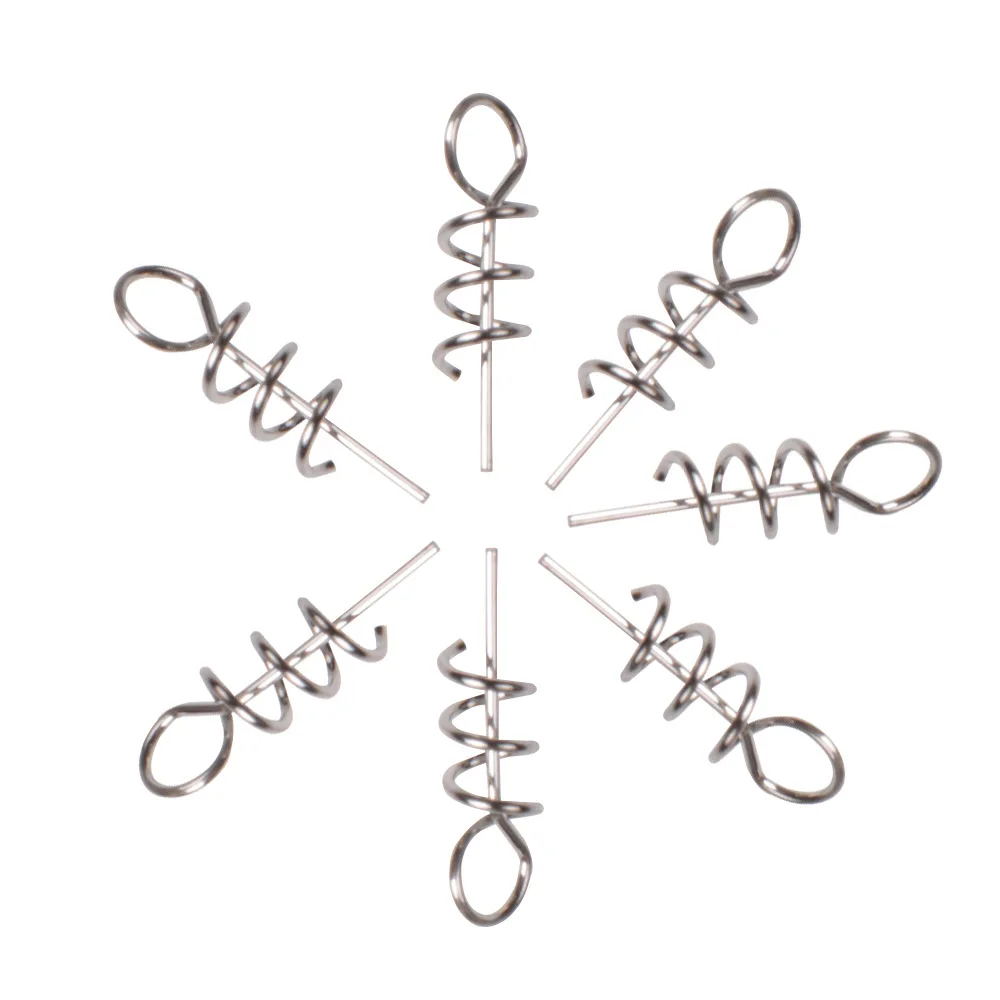 

20PCS/Lot 1.5cm Fishing Hook Centering Pins Spiral Fishing bait Steel Spring Crank Lock for Soft Lure Fishing Accessories