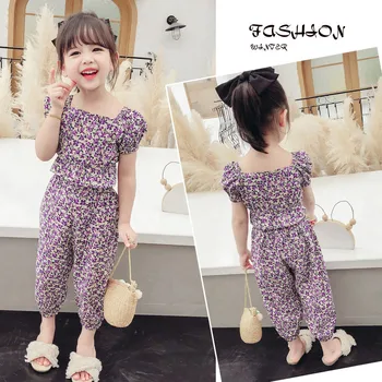 

Export CHILDREN'S Suit Baby Summer Wear 2020 New Style Summer Girls Floral-Print Two-Piece Set