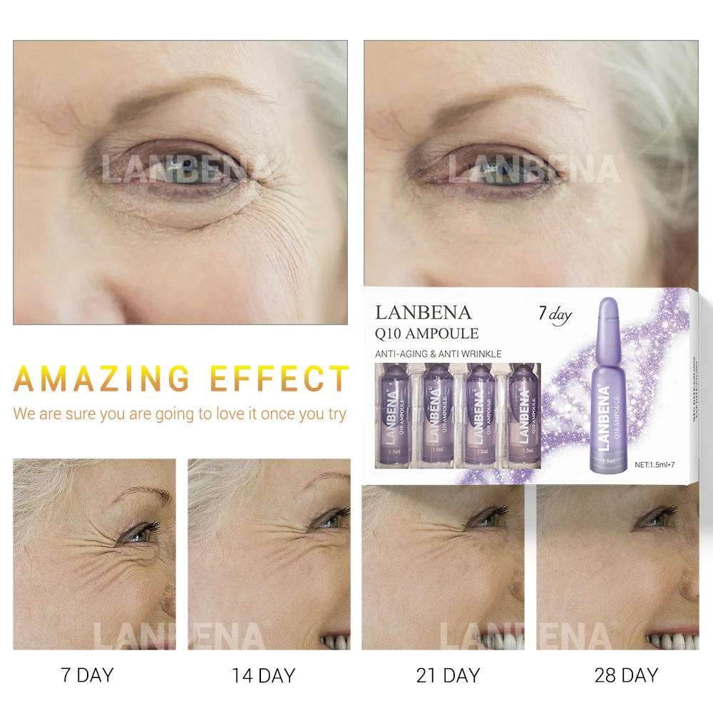 LANBENA 7 Days Ampoule Serum Hyaluronic Acid+Vitamin C+24K Gold Retinol+Q10+Ceramide Anti-Aging Wrinkle Moisturizing Skin Care LANBENA 7 Days Ampoule Serum Hyaluronic Acid+Vitamin C+24K Gold Retinol+Q10+Ceramide Anti-Aging Wrinkle Moisturizing Skin Care
