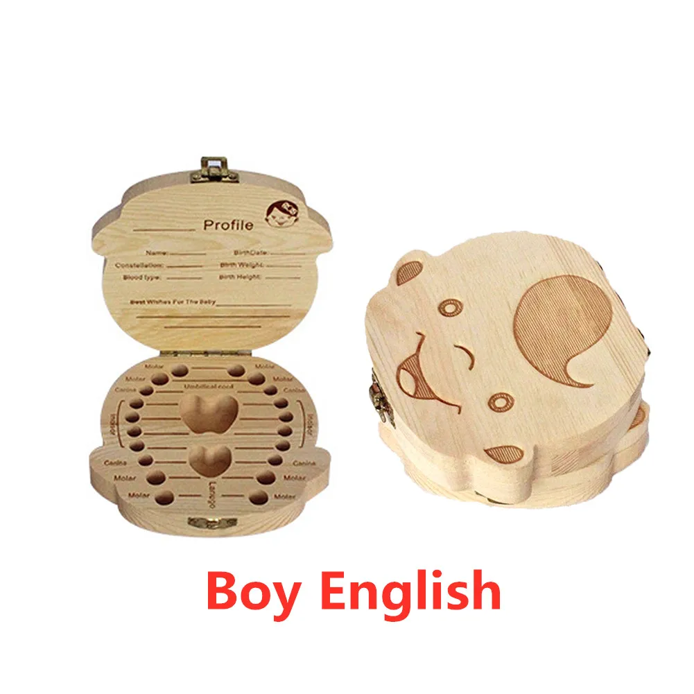 Baby Souvenirs cheap Wooden Baby Wooden Baby Teeth Box Kids Tooth Storage Box Teeth Umbilical Lanugo Organizer Milk Teeth Collect Gift Keepsakes Save newborn photoshoot at home