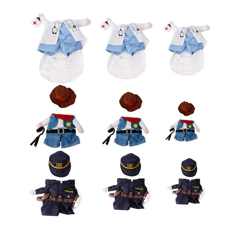 Смешная костюм зимний костюм для кошки, собаки одежда платье одежда ДОКТОР полицейский в ковбойском стиле